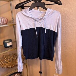 Hollister Y2K Confirmed Lace Up Hooded Long Sleeve Tee Colorblock Size S